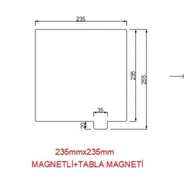 235mmx235mm(Magnetli)+Tabla Magneti Paslanmaz Yay Çeliği 